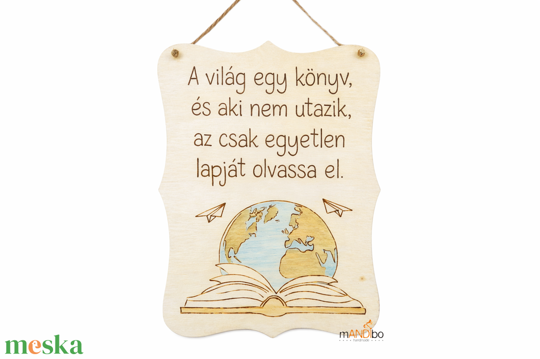 A világ egy könyv - pirogravírozott kép  - otthon & életmód - dekoráció - kép & falikép - fából készült kép - Meska.hu