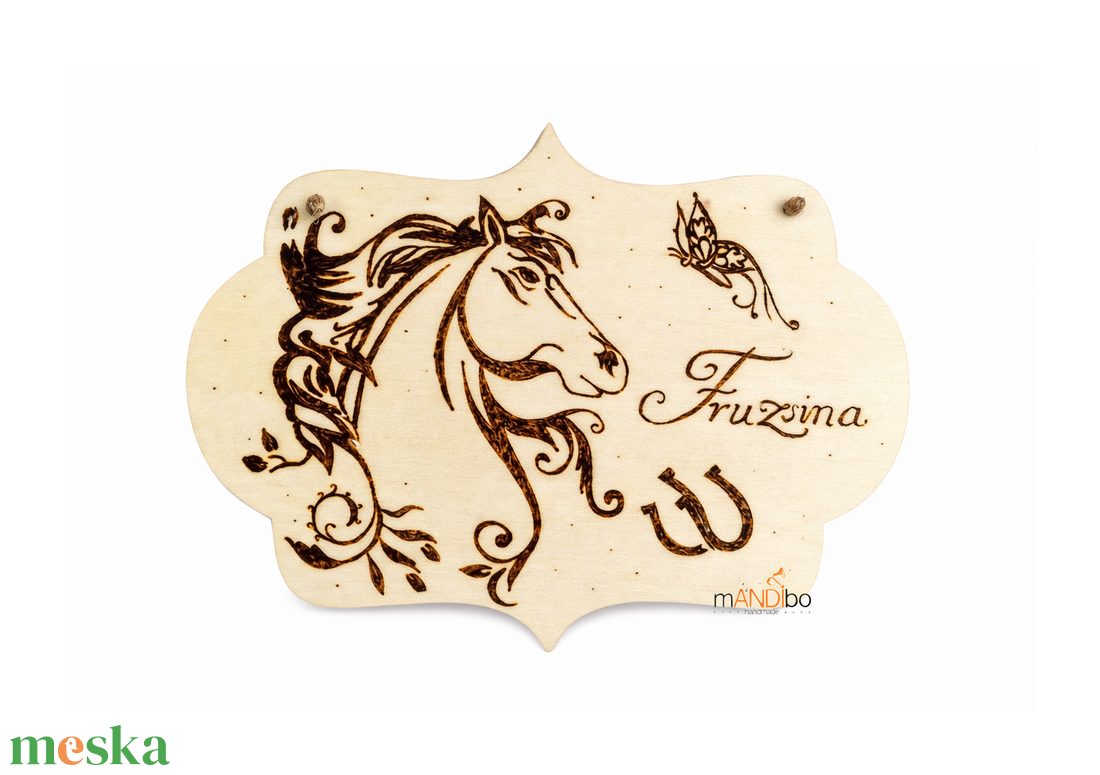 Lovas gyerekszoba ajtajára készült pirogravírozott kép  - baba - mama - babaszoba dekoráció - gyerek névtábla - Meska.hu