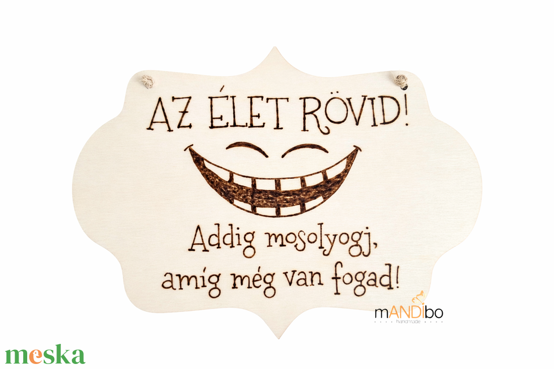 Vicces képecske - az élet rövid, addig mosolyogj, amíg még van fogad - otthon & életmód - dekoráció - kép & falikép - fából készült kép - Meska.hu
