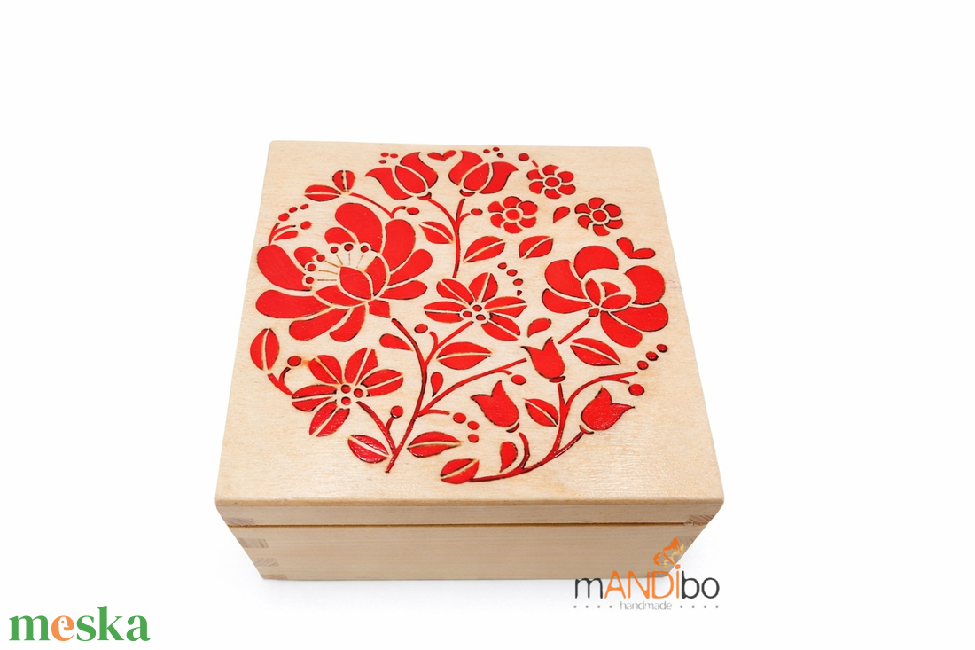 Magyaros népi virág mintás teafilter tartó doboz - otthon & életmód - konyhafelszerelés, tálalás - konyhai tárolás - tea & kávé tárolás - Meska.hu