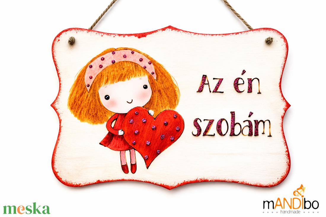 Az én szobám - lányos gyerekszoba ajtajára  - baba - mama - babaszoba dekoráció - gyerek névtábla - Meska.hu