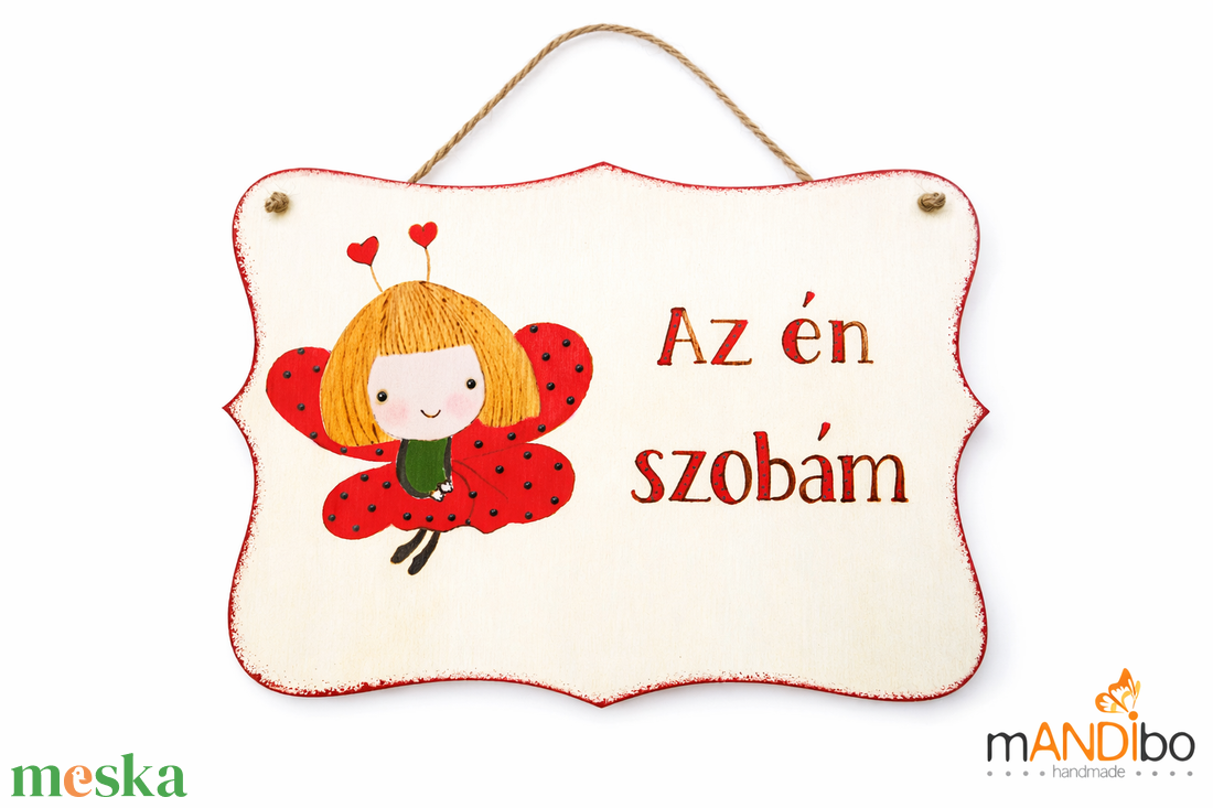 Az én szobám - lányos gyerekszoba ajtajára  - baba - mama - babaszoba dekoráció - gyerek névtábla - Meska.hu