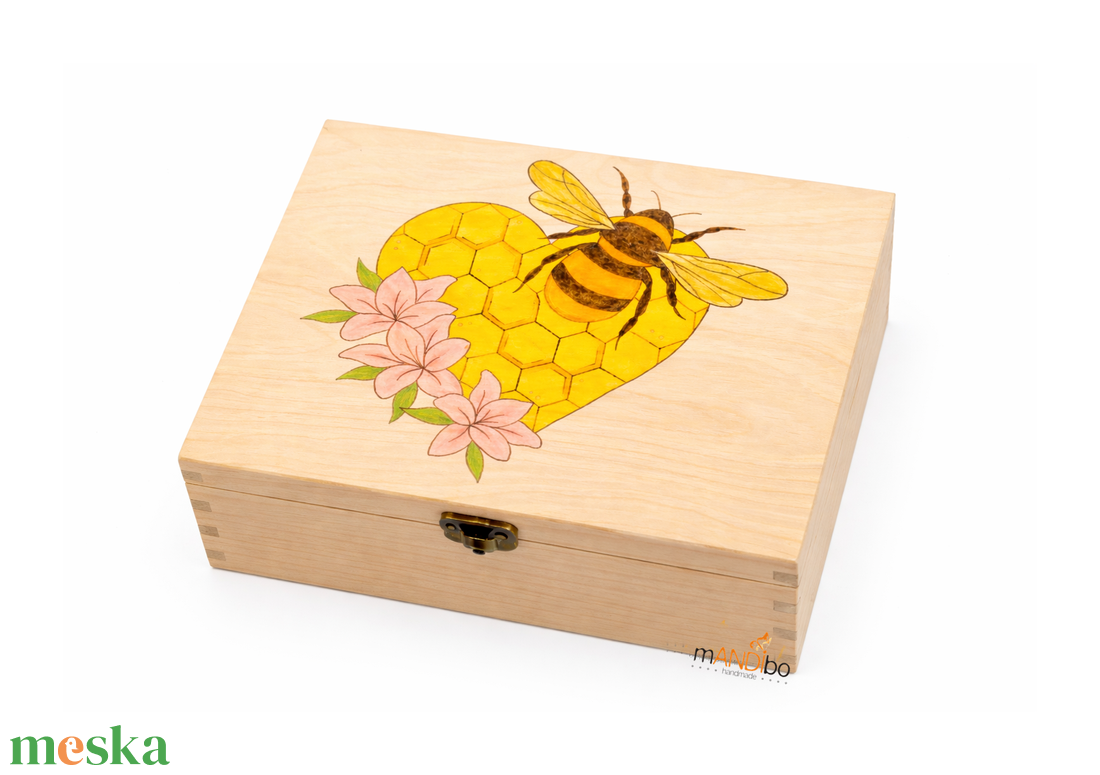 Kaptár mintás, virágos szíves méhecskés teafilter tartó doboz - otthon & életmód - konyhafelszerelés, tálalás - konyhai tárolás - tea & kávé tárolás - Meska.hu