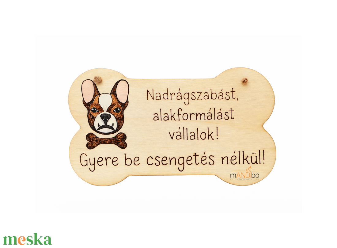 Vicces harapós kutyára figyelmeztető csont formájú kopogtató - pirogravírozott képecske - otthon & életmód - ház & kert - kutyatábla - Meska.hu