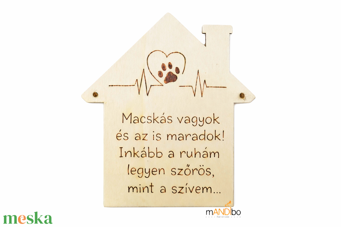 Kutyás / macskás vagyok - kopogtató - pirogravírozott képecske - otthon & életmód - dekoráció - ajtó- és ablak dekoráció - ajtótábla - Meska.hu