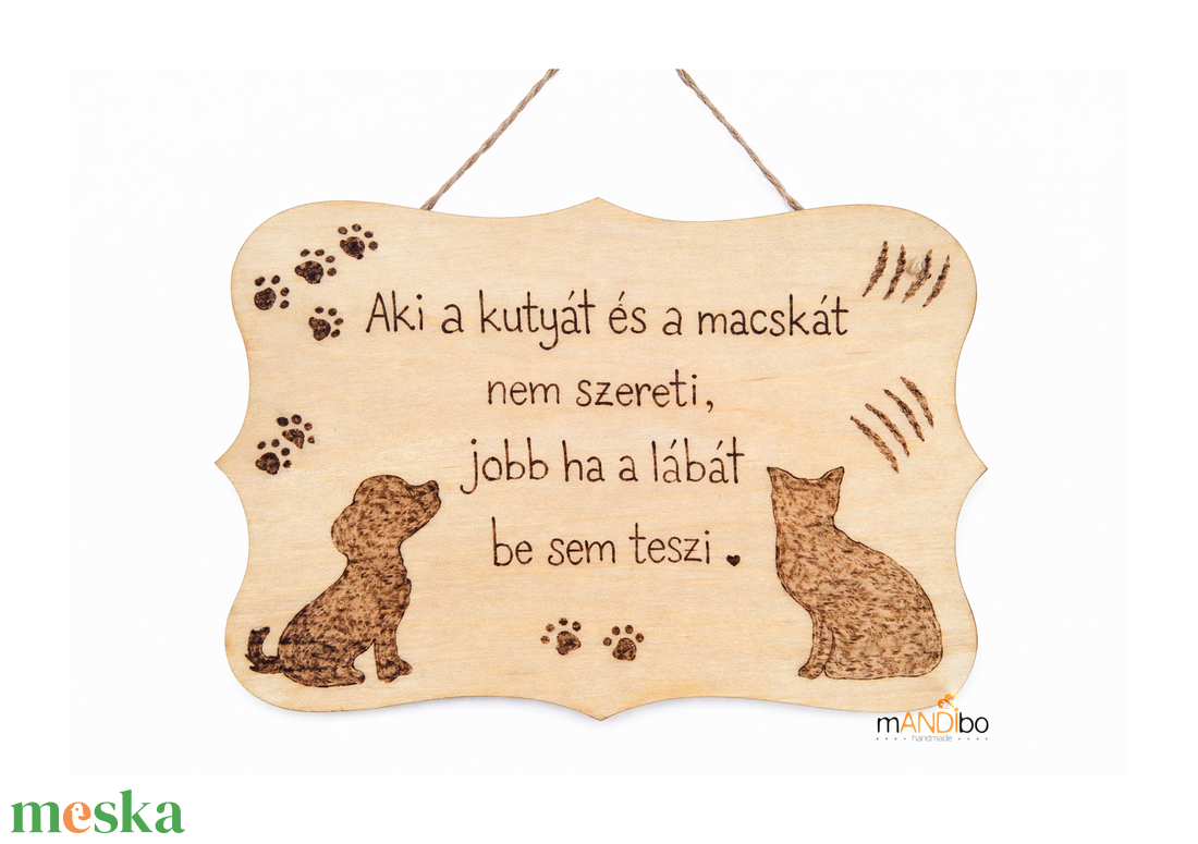 Kutya / macska kedvelőknek - vicces kopogtató - pirogravírozott képecske - otthon & életmód - dekoráció - ajtó- és ablak dekoráció - ajtótábla - Meska.hu