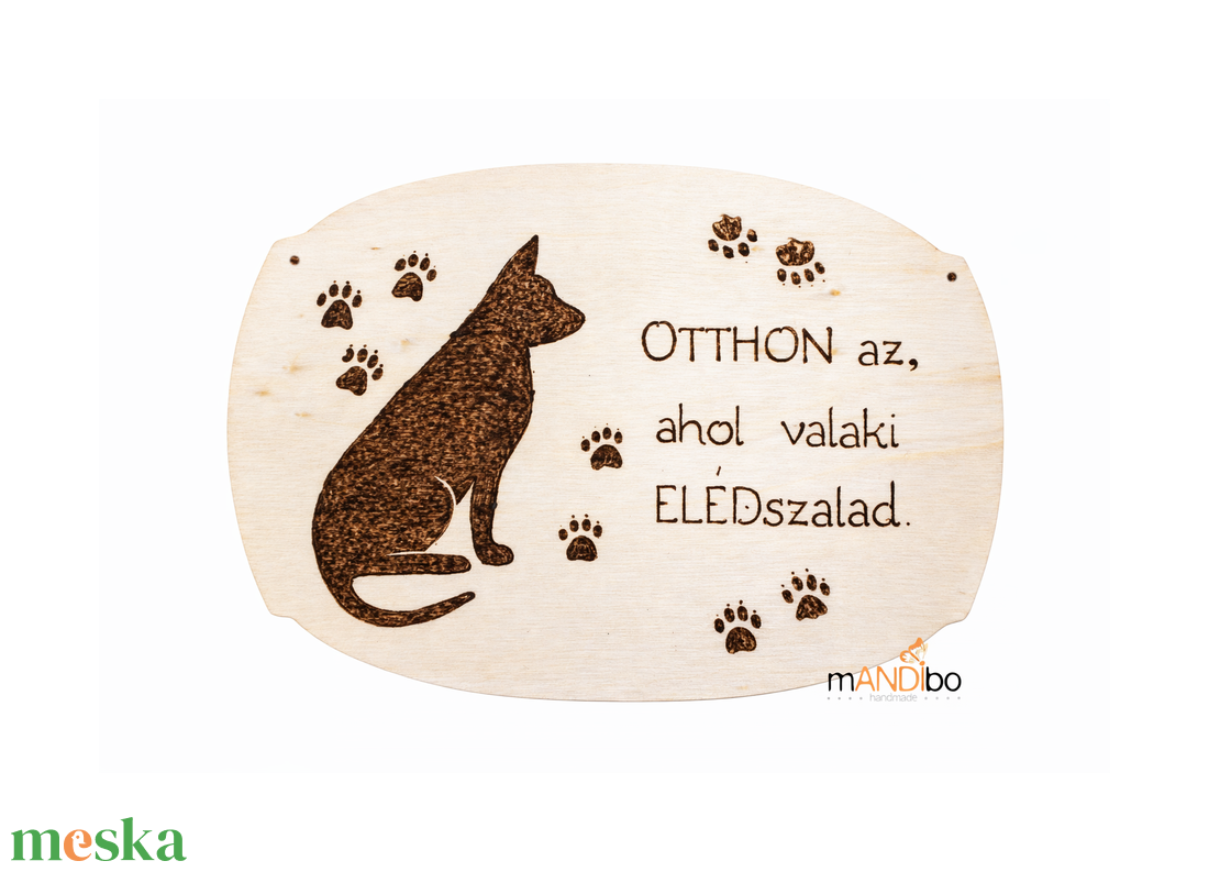 Kutyás - macskás otthonos személyre szabható kopogtató - pirogravírozott képecske - otthon & életmód - dekoráció - ajtó- és ablak dekoráció - ajtótábla - Meska.hu