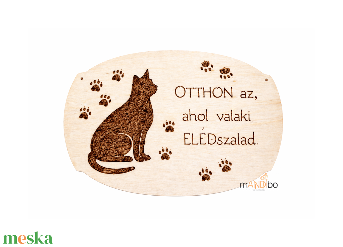 Kutyás - macskás otthonos személyre szabható kopogtató - pirogravírozott képecske - otthon & életmód - dekoráció - ajtó- és ablak dekoráció - ajtótábla - Meska.hu