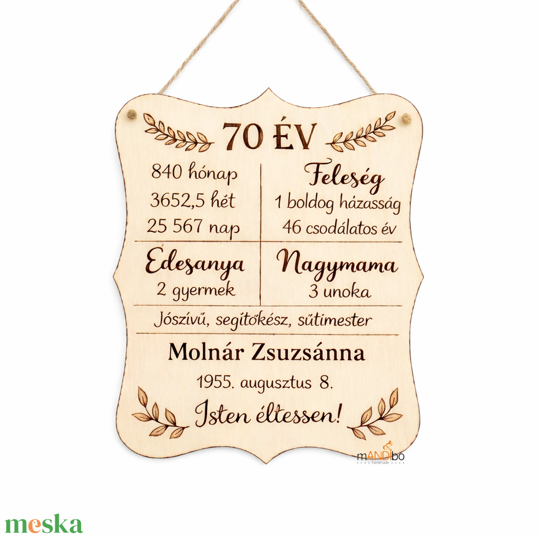Személyre szabható pirogravírozott kép születésnapra - otthon & életmód - dekoráció - kép & falikép - fából készült kép - Meska.hu