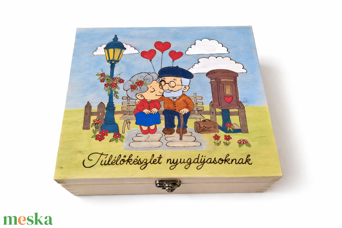 Nyugdíjas túlélőkészlet - vicces ajándék  - esküvő - emlék & ajándék - doboz - Meska.hu