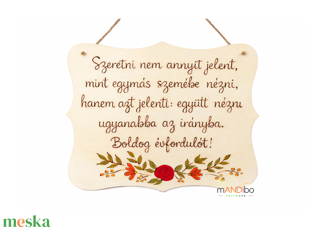 Virágos mintás pirogravírozott kép eljegyzésre, esküvőre, évfordulóra.  - otthon & életmód - dekoráció - ajtó- és ablak dekoráció - ajtódísz & kopogtató - Meska.hu