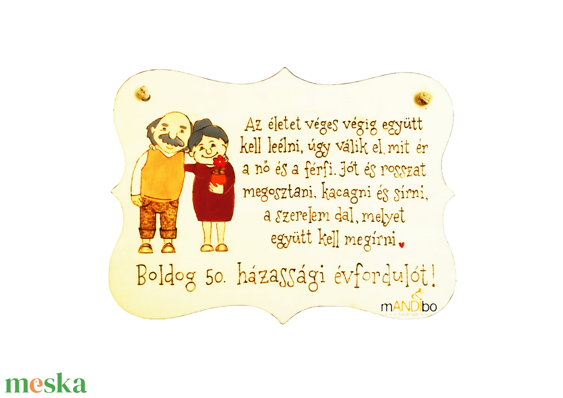 Évfordulóra készült képecske idősebb házaspárnak, nagyszülőknek - otthon & életmód - dekoráció - ajtó- és ablak dekoráció - ajtódísz & kopogtató - Meska.hu