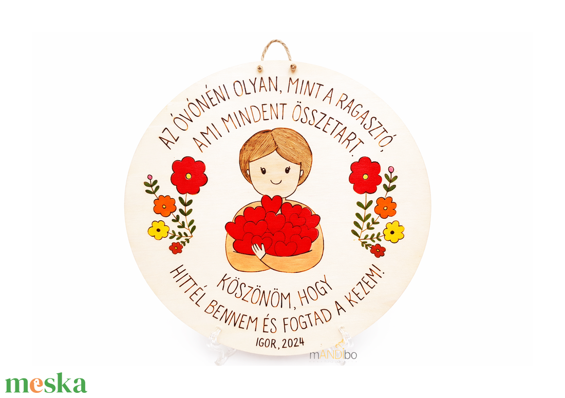 Pirogravírozott képecske tanítónéninek, óvónéninek - otthon & életmód - dekoráció - ajtó- és ablak dekoráció - ajtódísz & kopogtató - Meska.hu