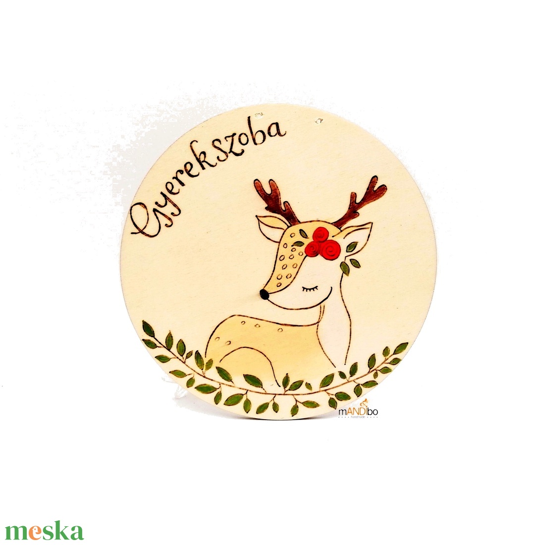 Őzikés kopogtató - gyerekszoba kép - baba - mama - babaszoba dekoráció - gyerek névtábla - Meska.hu