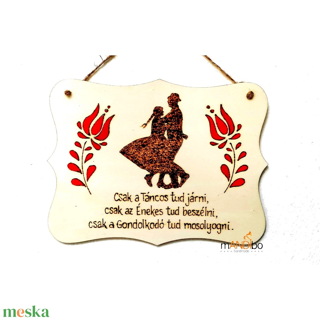 Népies magyaros mintás, néptáncos pirogravírozott kép  - otthon & életmód - dekoráció - ajtó- és ablak dekoráció - ajtódísz & kopogtató - Meska.hu