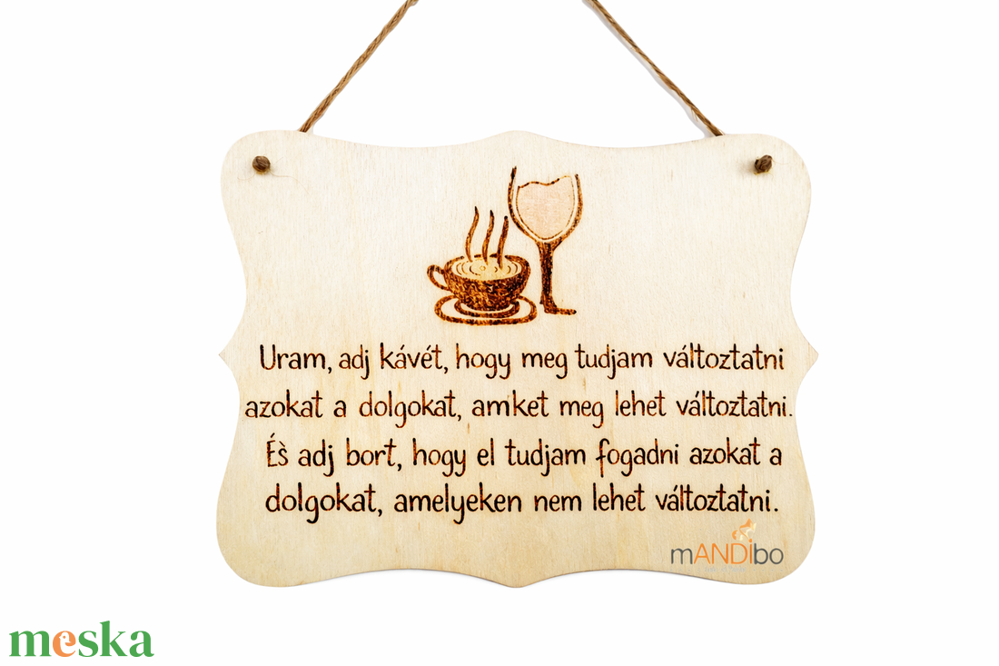 Kávé - bor - vicces pirogravírozott kép  - otthon & életmód - dekoráció - kép & falikép - fából készült kép - Meska.hu