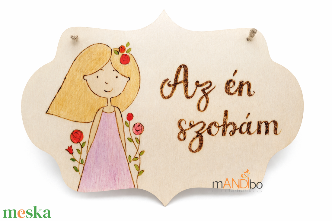 Az én szobám - lányos gyerekszoba ajtajára  - baba - mama - babaszoba dekoráció - gyerek névtábla - Meska.hu