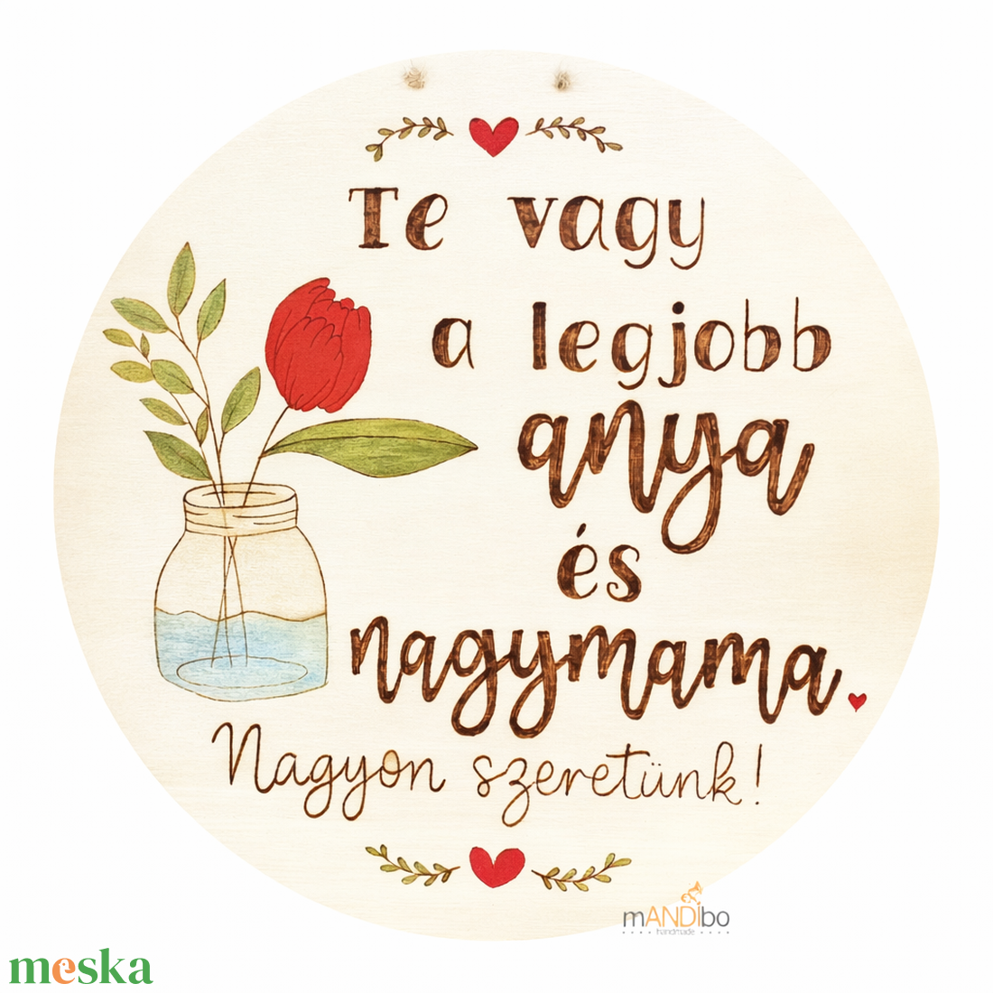 Legjobb anya,  nagymama, dédimama - Nők napjára, Anyák napjára, szülinapra készült pirogravírozott képecske - otthon & életmód - dekoráció - kép & falikép - táblakép - Meska.hu