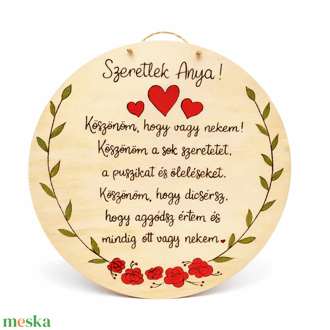 Szeretlek Anya, Mama - Nők napjára, Anyák napjára, szülinapra készült személyre szabbható pirogravírozott képecske - otthon & életmód - dekoráció - kép & falikép - táblakép - Meska.hu