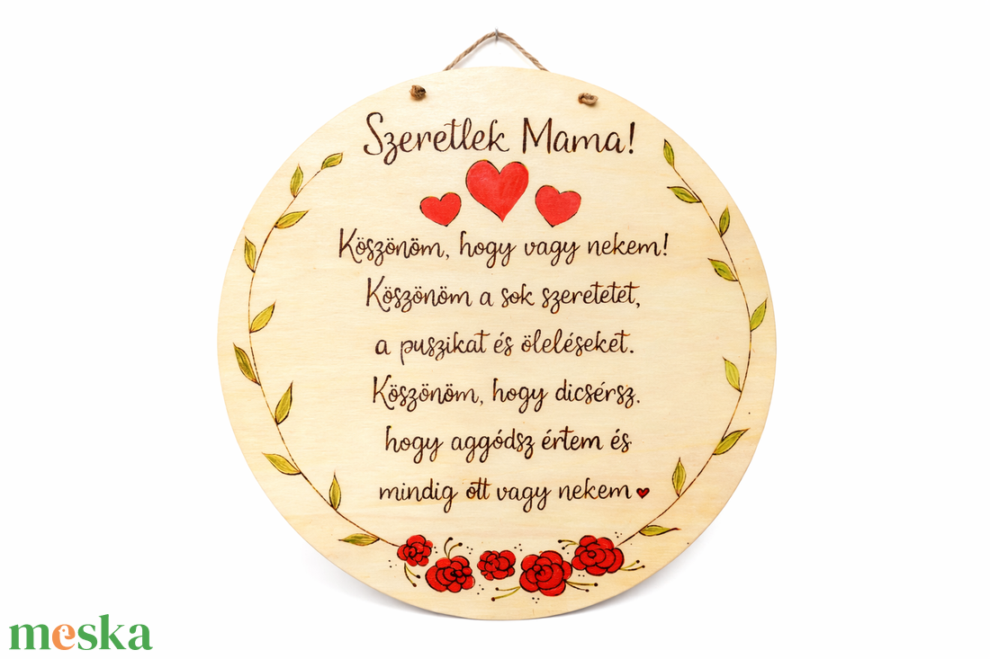 Szeretlek Anya, Mama - Nők napjára, Anyák napjára, szülinapra készült személyre szabbható pirogravírozott képecske - otthon & életmód - dekoráció - kép & falikép - táblakép - Meska.hu