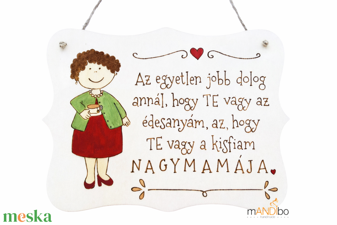 Nagymamának készült személyre szabható pirogravírozott képecske - otthon & életmód - dekoráció - kép & falikép - táblakép - Meska.hu