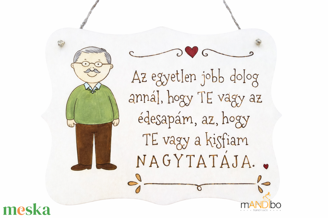 Nagytatának készült személyre szabható pirogravírozott képecske - otthon & életmód - dekoráció - kép & falikép - táblakép - Meska.hu