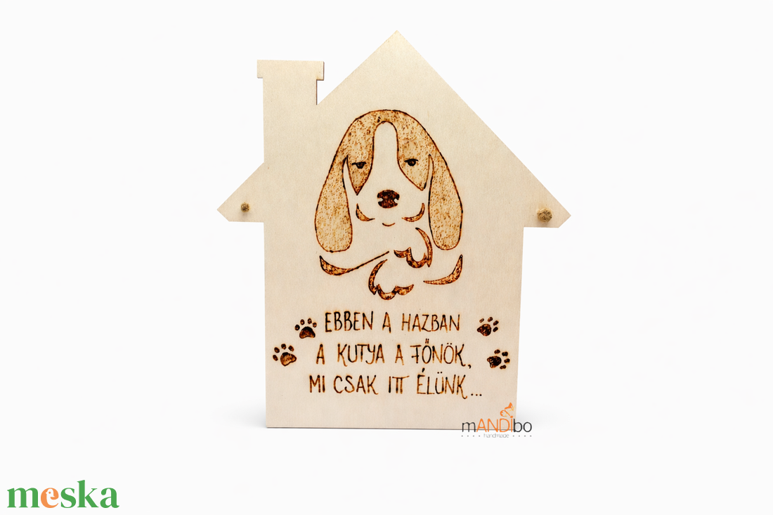 Kutya / macska a főnök - vicces kopogtató - pirogravírozott képecske - otthon & életmód - dekoráció - ajtó- és ablak dekoráció - ajtótábla - Meska.hu