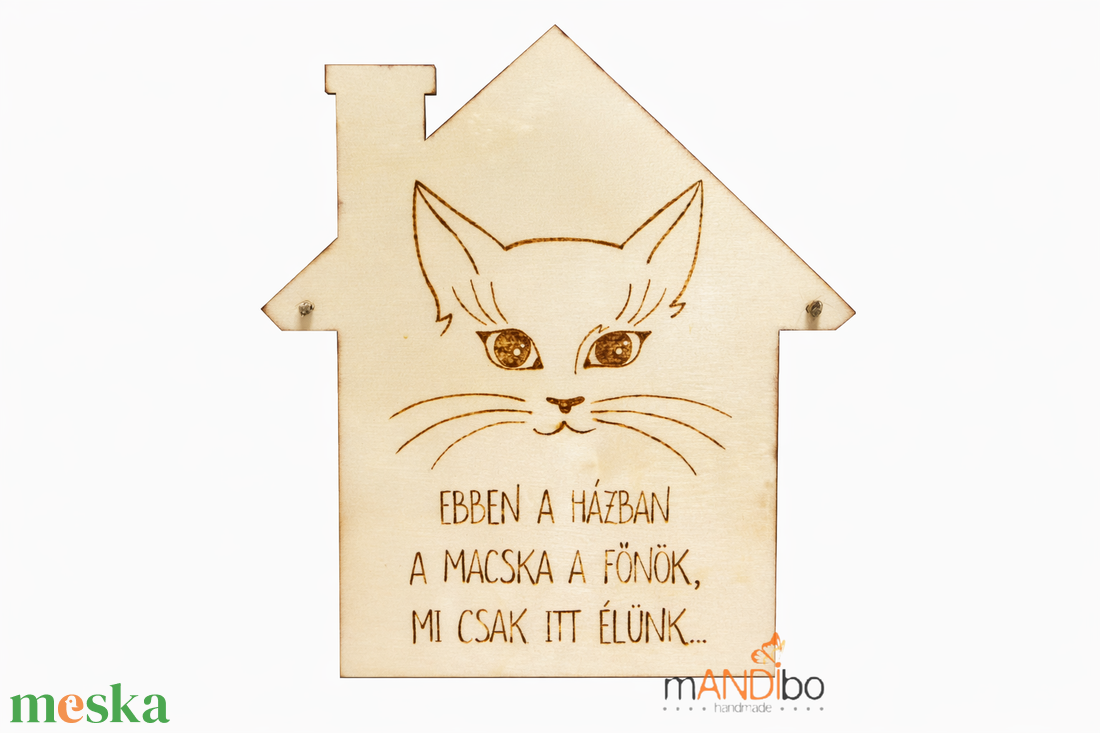 Kutya / macska a főnök - vicces kopogtató - pirogravírozott képecske - otthon & életmód - dekoráció - ajtó- és ablak dekoráció - ajtótábla - Meska.hu