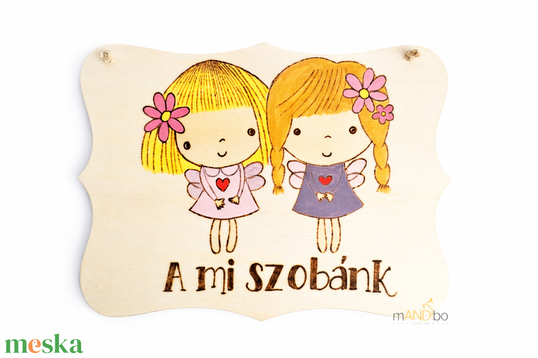 A mi szobánk - lányos testvérpár gyerekszoba ajtajára  - baba - mama - babaszoba dekoráció - gyerek névtábla - Meska.hu