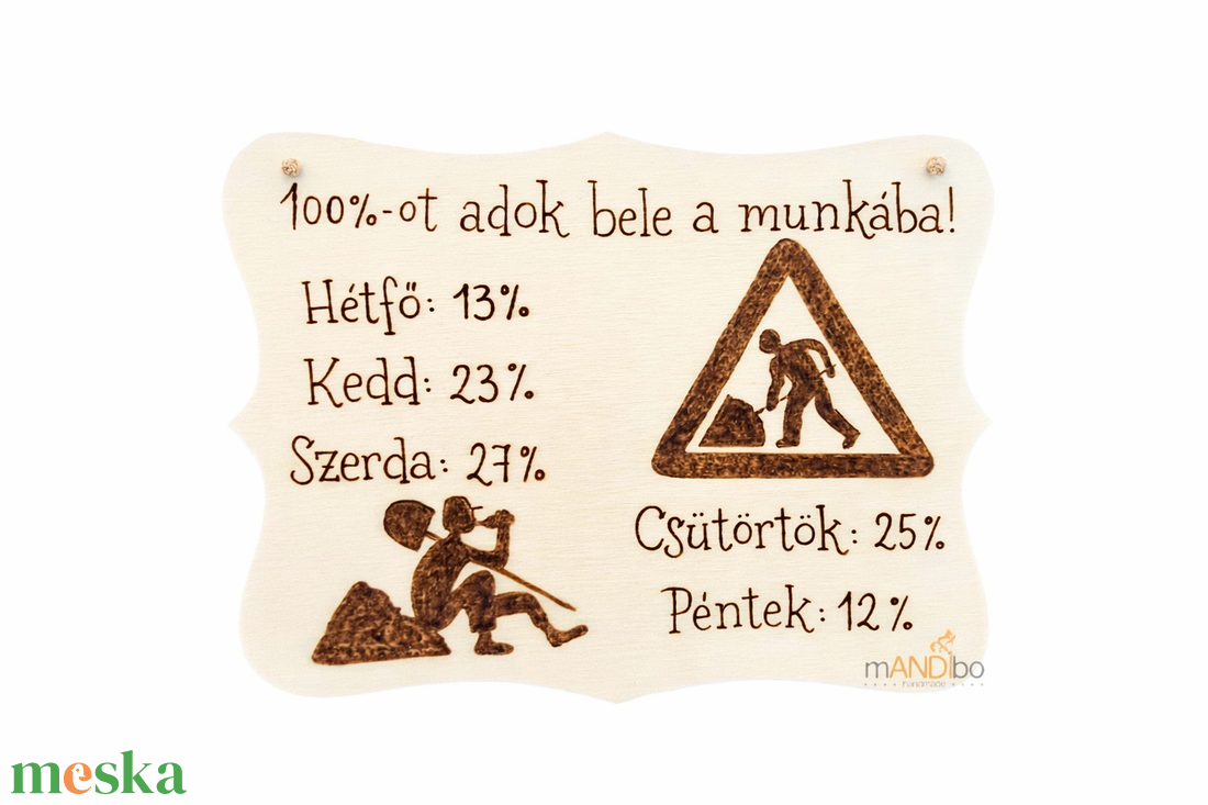 Vicces munkahelyi pirogravírozott képecske - otthon & életmód - dekoráció - kép & falikép - táblakép - Meska.hu