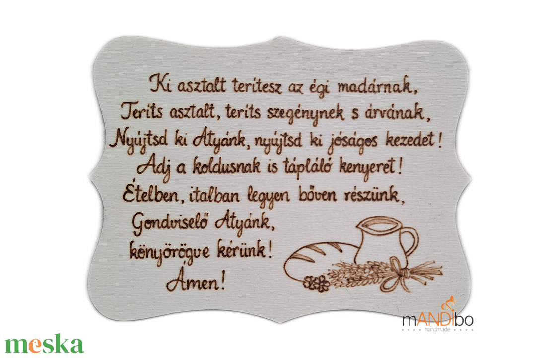 Székely asztali áldás pirogravírozott kép - otthon & életmód - konyhafelszerelés, tálalás - konyhai dekoráció - konyhai dísz - Meska.hu