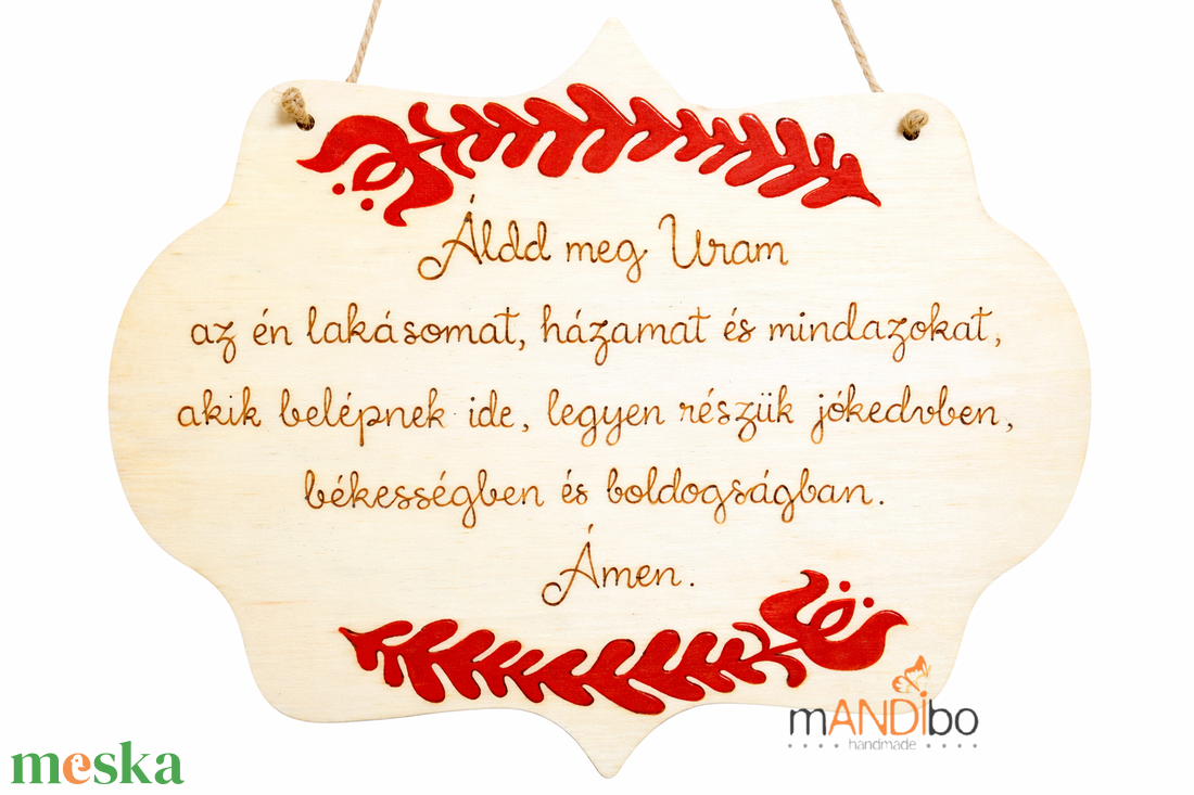 Házi áldás mintás kopogtató - pirogravírozott képecske - otthon & életmód - dekoráció - ajtó- és ablak dekoráció - ajtótábla - Meska.hu