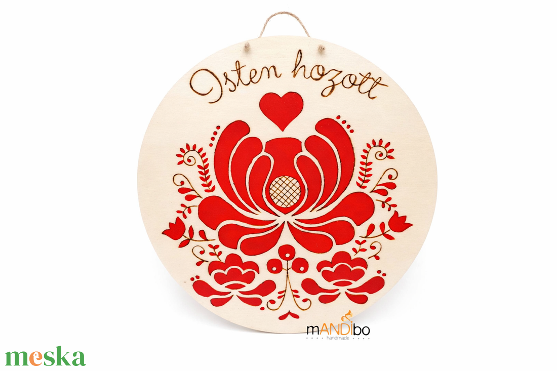 Isten hozott / Édes otthon pirogravírozott kerek kopogtató - falikép - otthon & életmód - dekoráció - kép & falikép - táblakép - Meska.hu