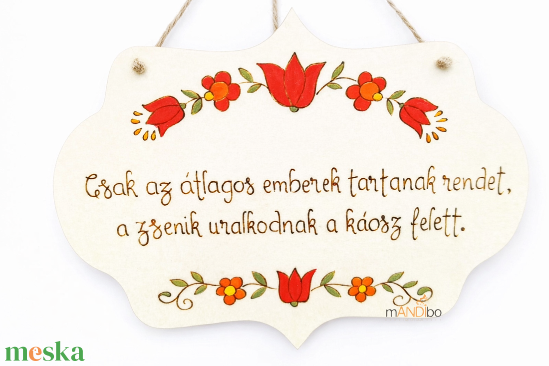 Rend-es átlagos-zseni vicces pirogravírozott kép - otthon & életmód - dekoráció - ajtó- és ablak dekoráció - ajtódísz & kopogtató - Meska.hu