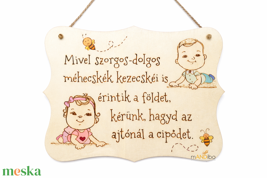 Óvoda ajtajára készült figyelmeztető pirogravírozott képecske - otthon & életmód - dekoráció - ajtó- és ablak dekoráció - ajtódísz & kopogtató - Meska.hu