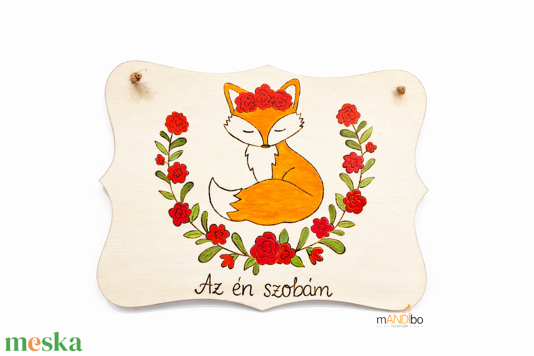 Rókás kép gyerekszoba ajtajára  - baba - mama - babaszoba dekoráció - gyerek névtábla - Meska.hu