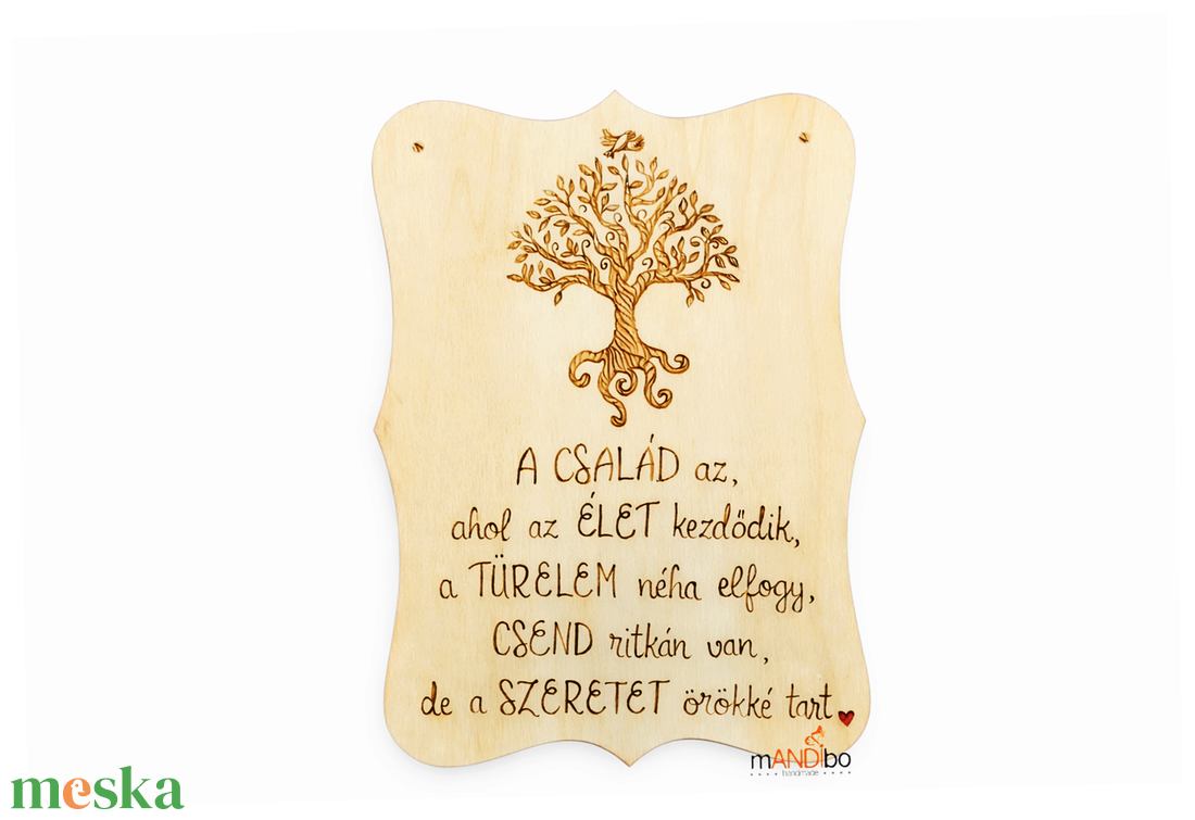 Család, ahol az élet kezdődik - pirogravírozott kép  - otthon & életmód - dekoráció - kép & falikép - fából készült kép - Meska.hu