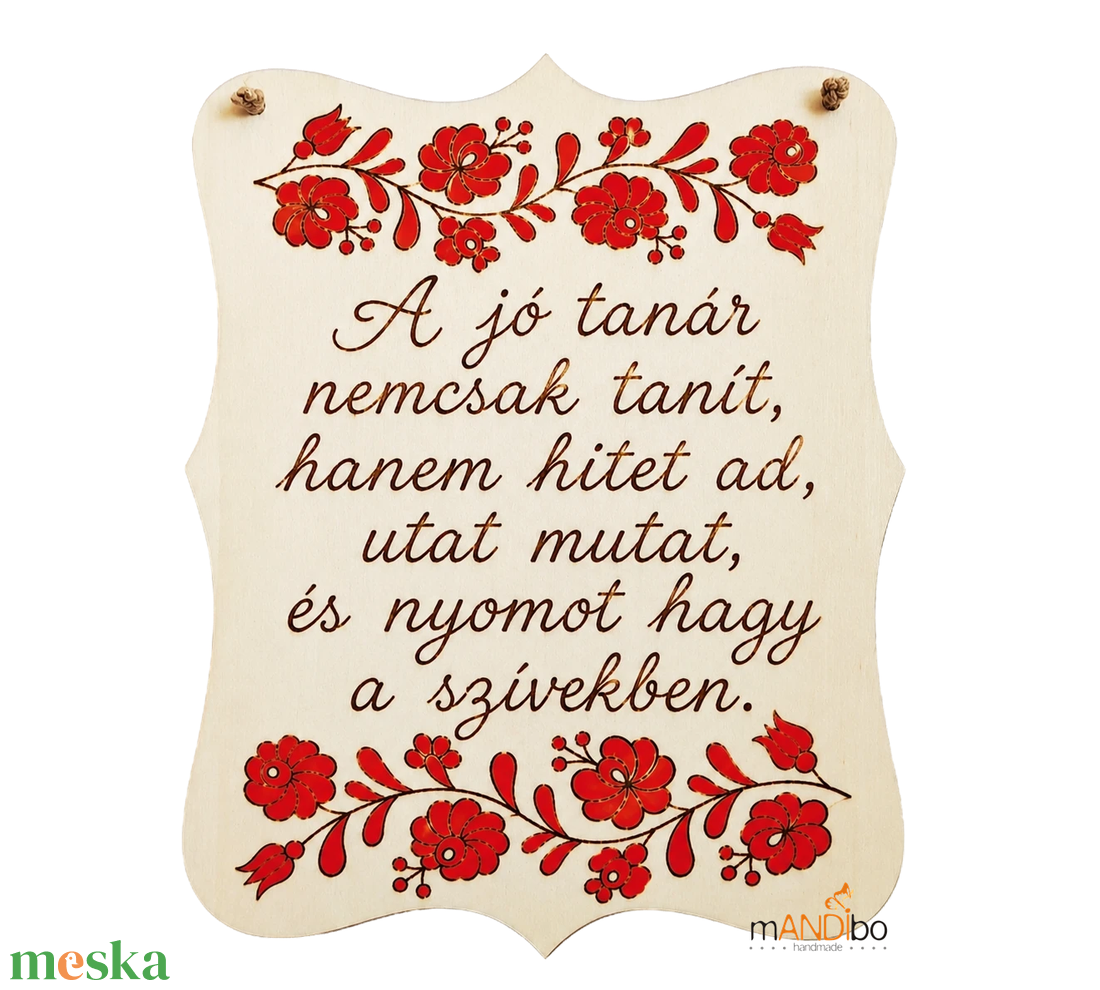 Magyaros virágos mintás kép tanárnak, tanárnőnek, tanítónéninek, óvónéninek - otthon & életmód - dekoráció - ajtó- és ablak dekoráció - ajtódísz & kopogtató - Meska.hu