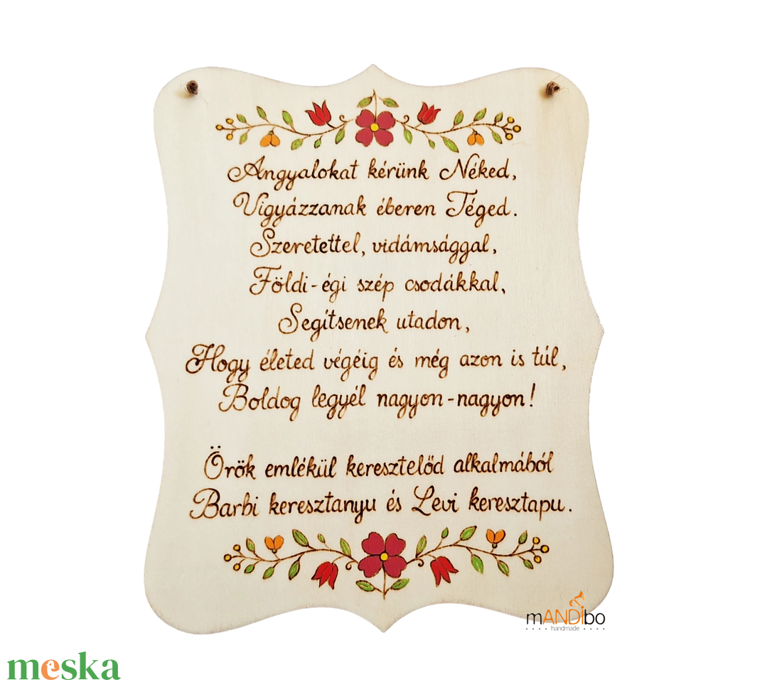 Keresztgyermeknek készült személyreszabható pirogravírozott képecske - baba - mama - keresztelő kellékek - keresztelőajándékok - Meska.hu