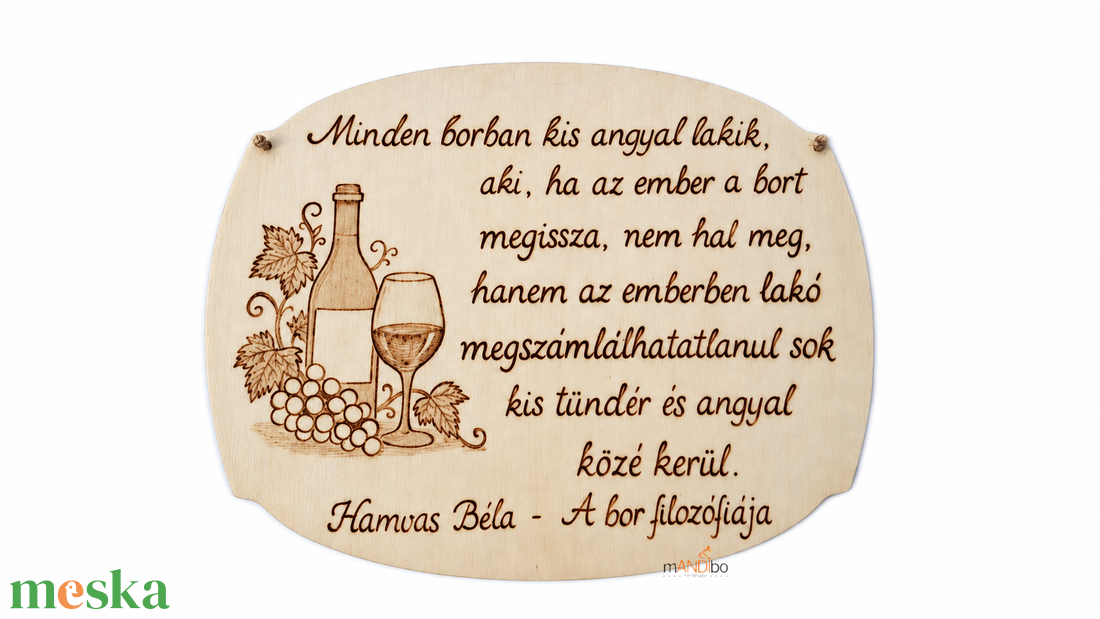 Borfilozófia � Hamvas Béla idézetével díszített fa falitábla - otthon & életmód - dekoráció - asztal és polc dekoráció - gravírozott táblák - Meska.hu