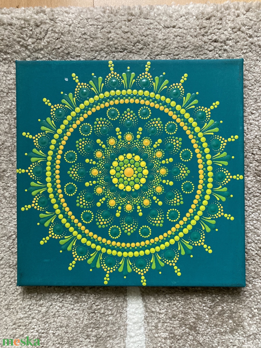 Zöld-sárga pontozott mandalakép és mandalakő - otthon & életmód - dekoráció - spiritualitás - mandala - Meska.hu Zöld-sárga pontozott mandalakép és mandalakő - otthon & életmód - dekoráció - spiritualitás - mandala - Meska.hu