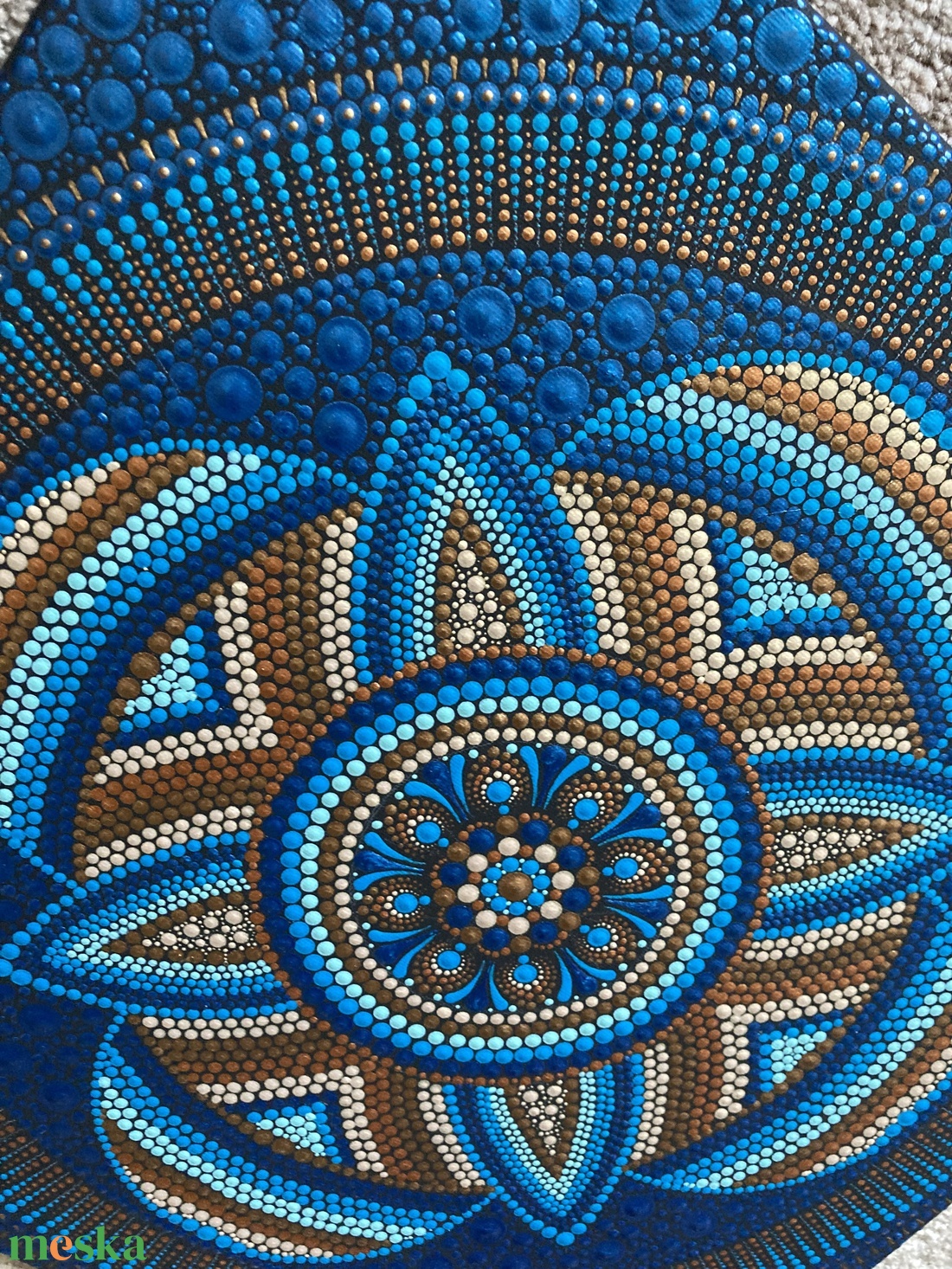 Bronz-kék pontozott mandala - otthon & életmód - dekoráció - spiritualitás - mandala - Meska.hu