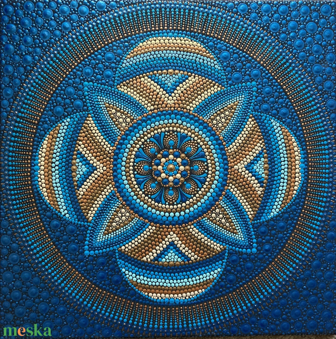 Bronz-kék pontozott mandala - otthon & életmód - dekoráció - spiritualitás - mandala - Meska.hu