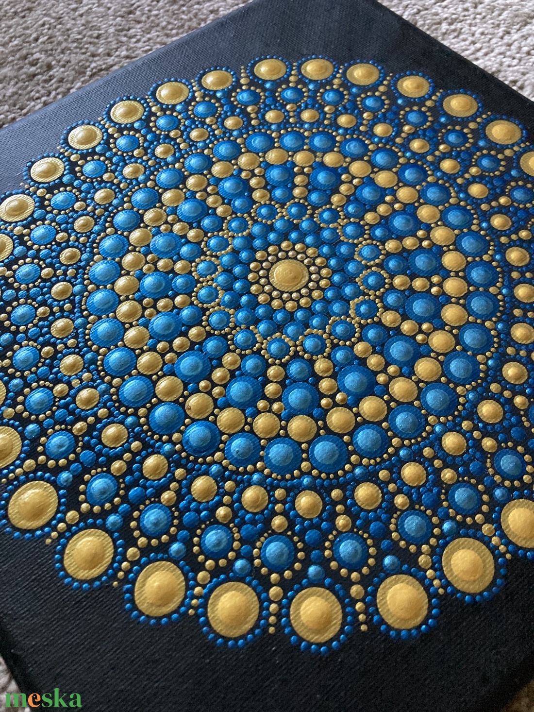 Kék-arany pontozott mandala - otthon & életmód - dekoráció - spiritualitás - mandala - Meska.hu Kék-arany pontozott mandala - otthon & életmód - dekoráció - spiritualitás - mandala - Meska.hu