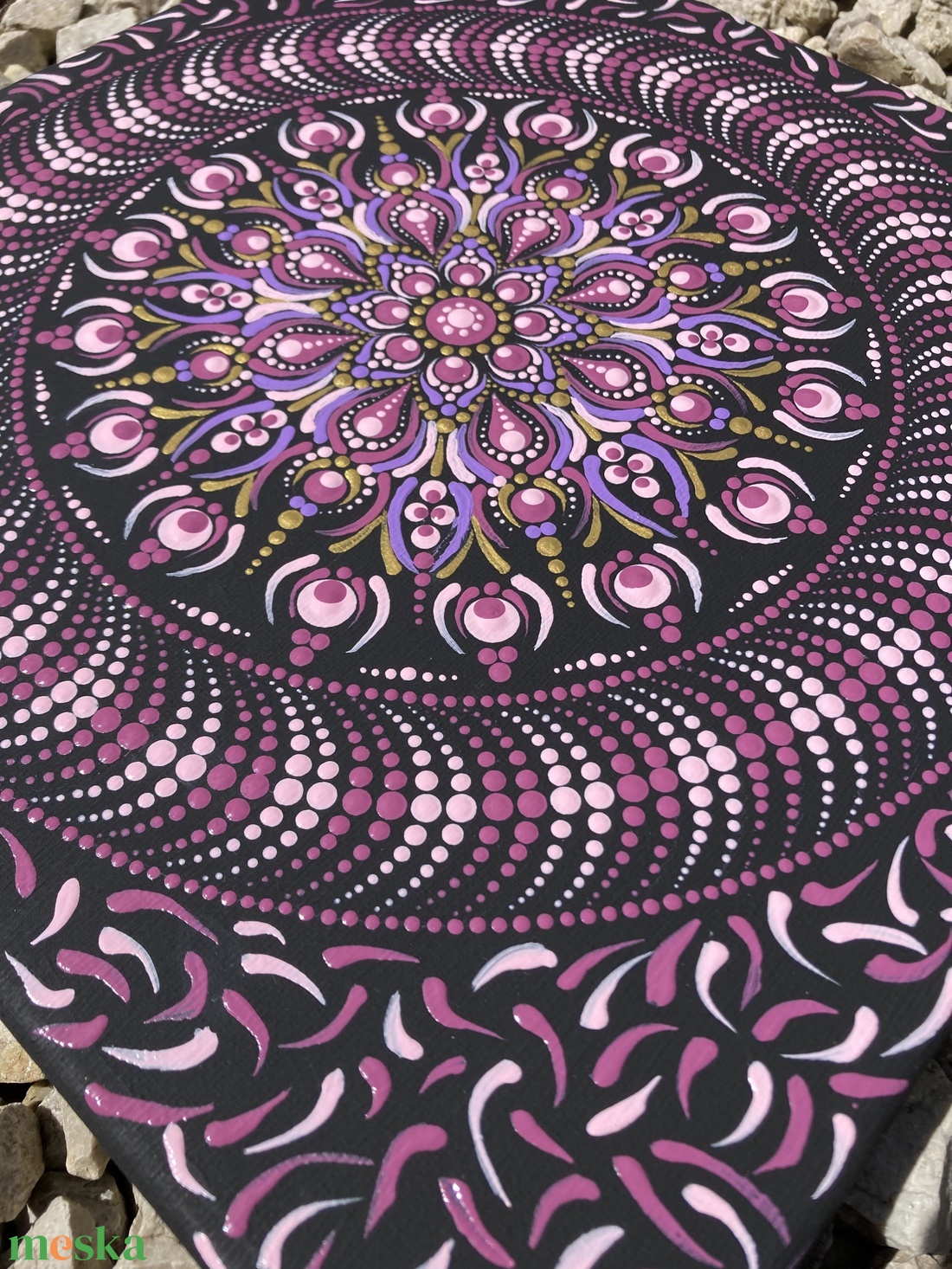 Lila-arany pontfestett mandala - otthon & életmód - dekoráció - spiritualitás - mandala - Meska.hu