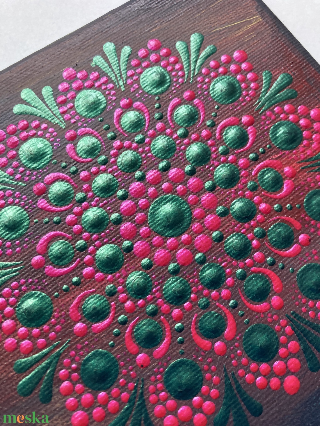 Türkiz-magenta pontozott mandala - otthon & életmód - dekoráció - spiritualitás - mandala - Meska.hu