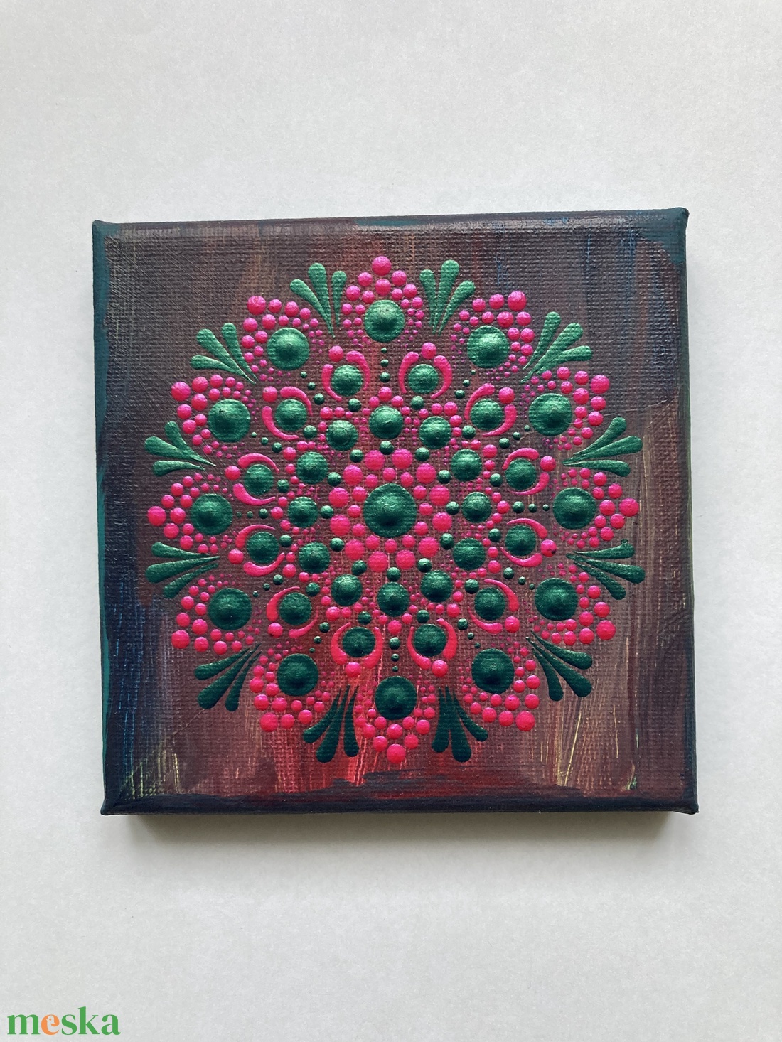 Türkiz-magenta pontozott mandala - otthon & életmód - dekoráció - spiritualitás - mandala - Meska.hu