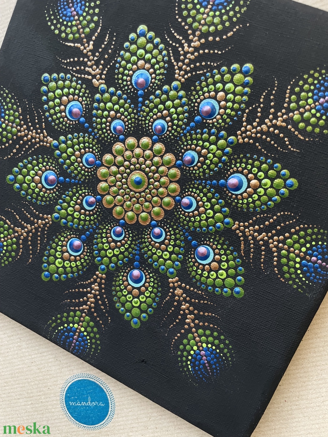 Páva mintás pontozott mandala - otthon & életmód - dekoráció - spiritualitás - mandala - Meska.hu
