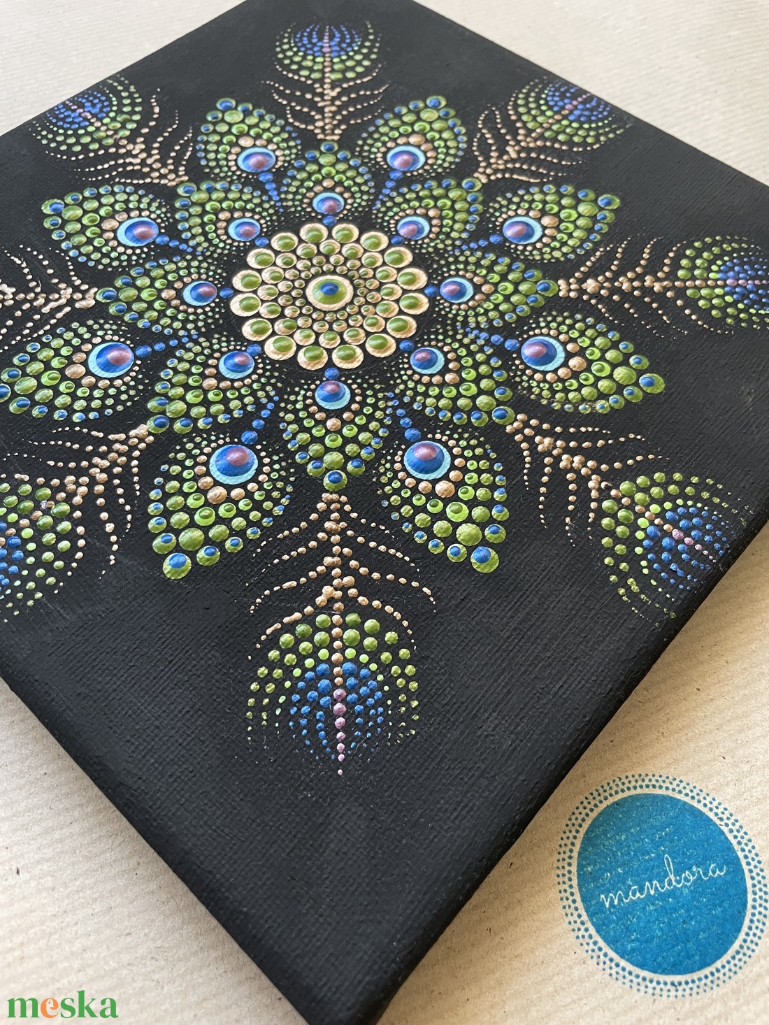 Páva mintás pontozott mandala - otthon & életmód - dekoráció - spiritualitás - mandala - Meska.hu
