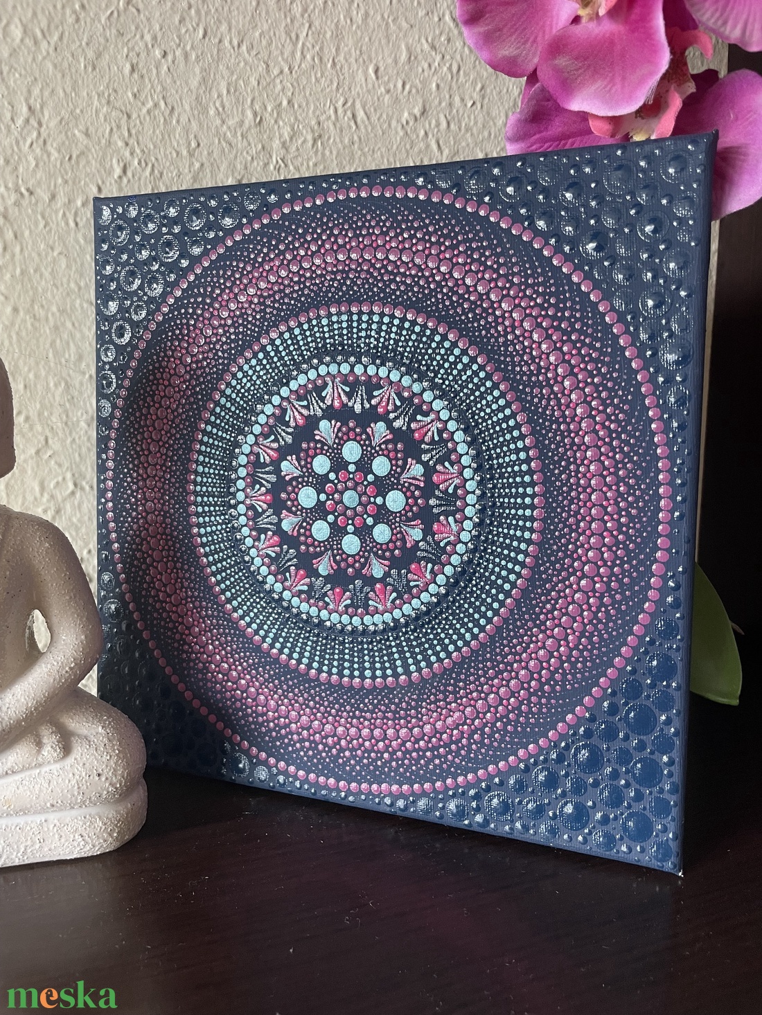 Sötétkék-türkiz-magenta színű pontozott mandala - otthon & életmód - dekoráció - spiritualitás - mandala - Meska.hu Sötétkék-türkiz-magenta színű pontozott mandala - otthon & életmód - dekoráció - spiritualitás - mandala - Meska.hu